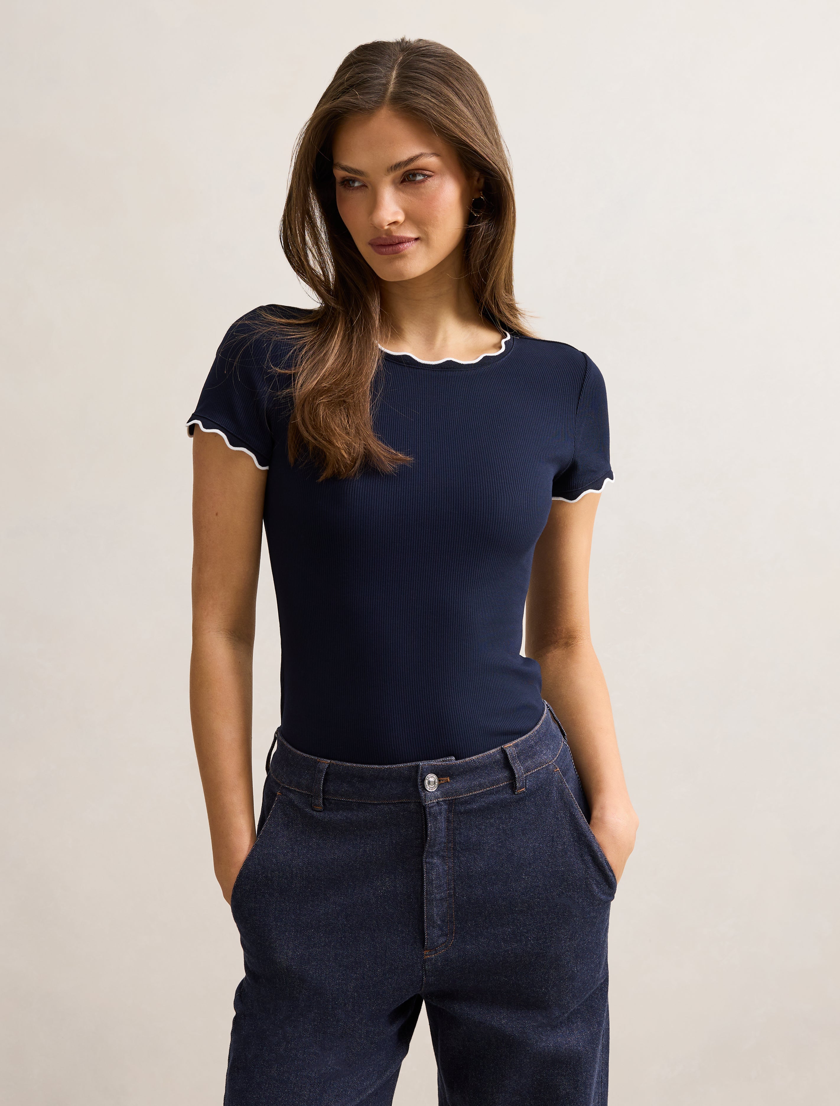 Rebecca Scallop Trim Navy – Ever New USA