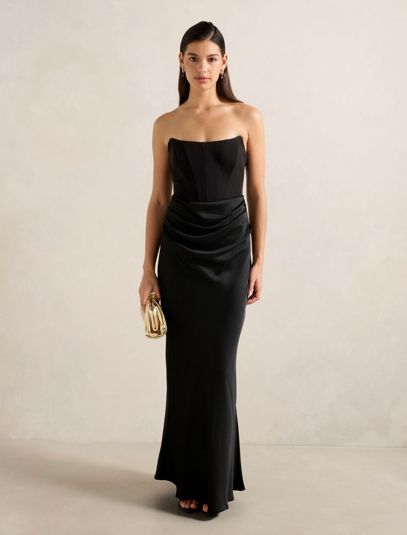 Black Maxi Dresses - Isra Drape Strapless - Size 0 to 12