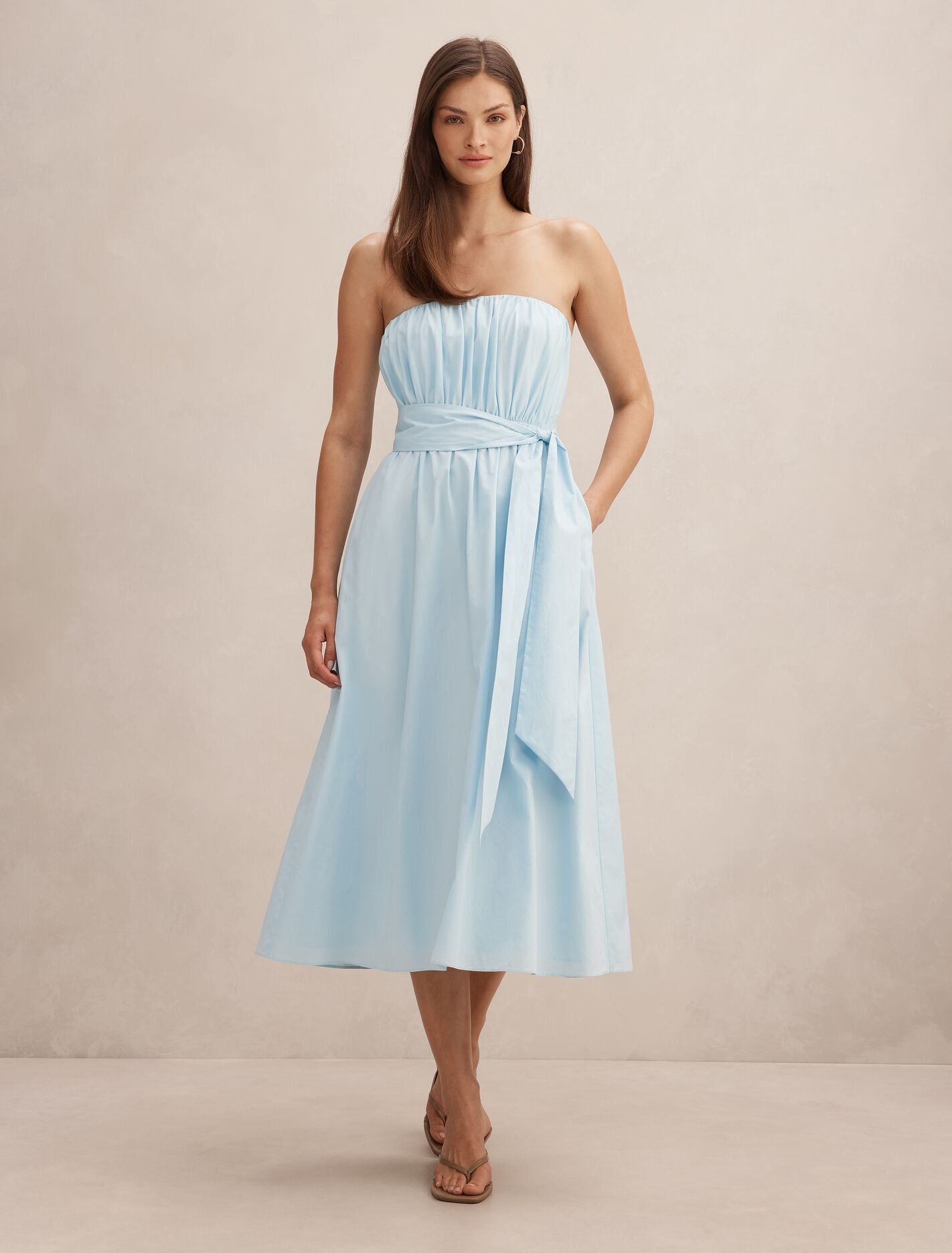 Blue Midi Dress - Melissa Gathered Tie - Size 0 to 12