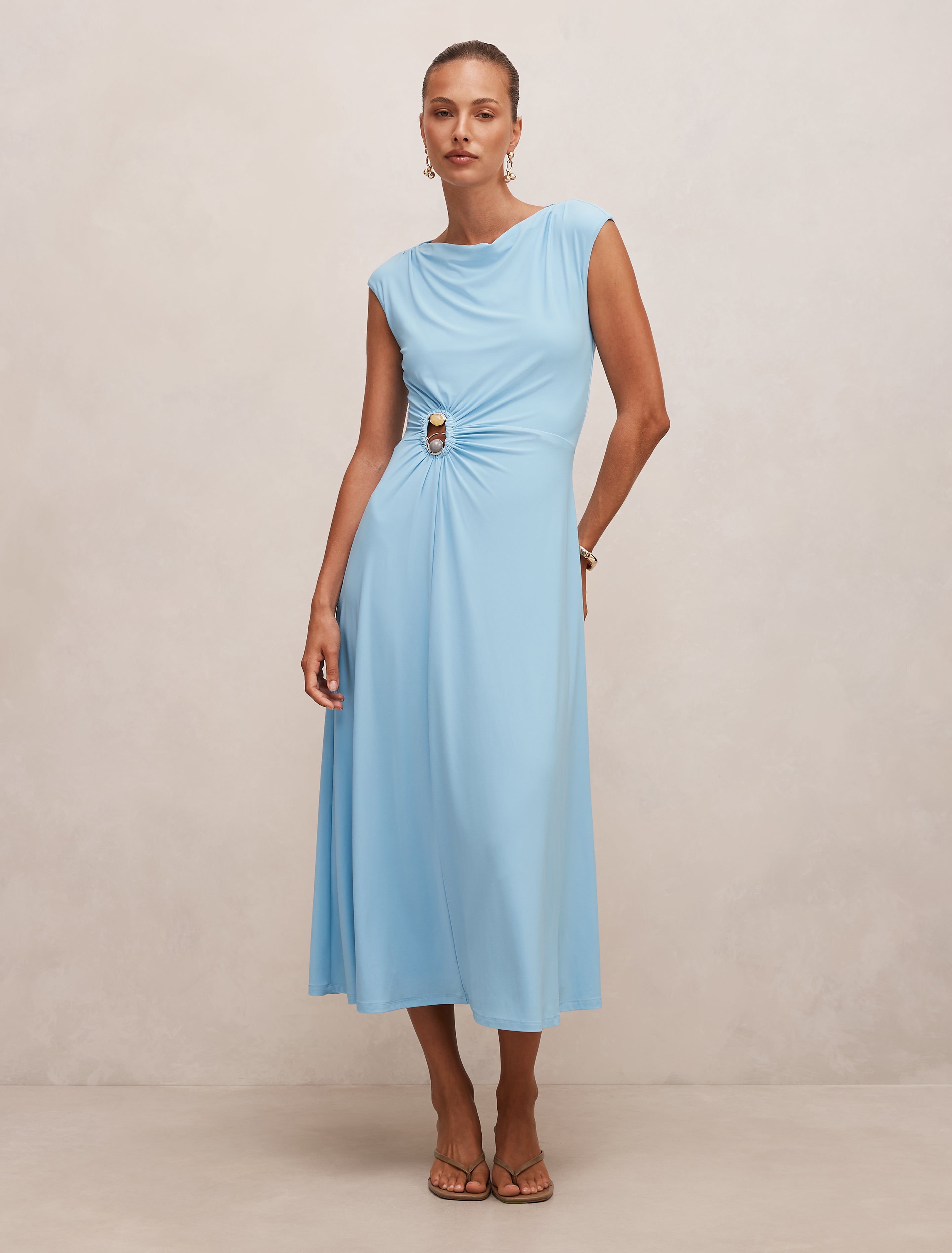 blue alaia dress Gathered Hardware – Ever New USA celebrating the female form ESN-S24725 BLACK & NUDE Evening Size:XSP
