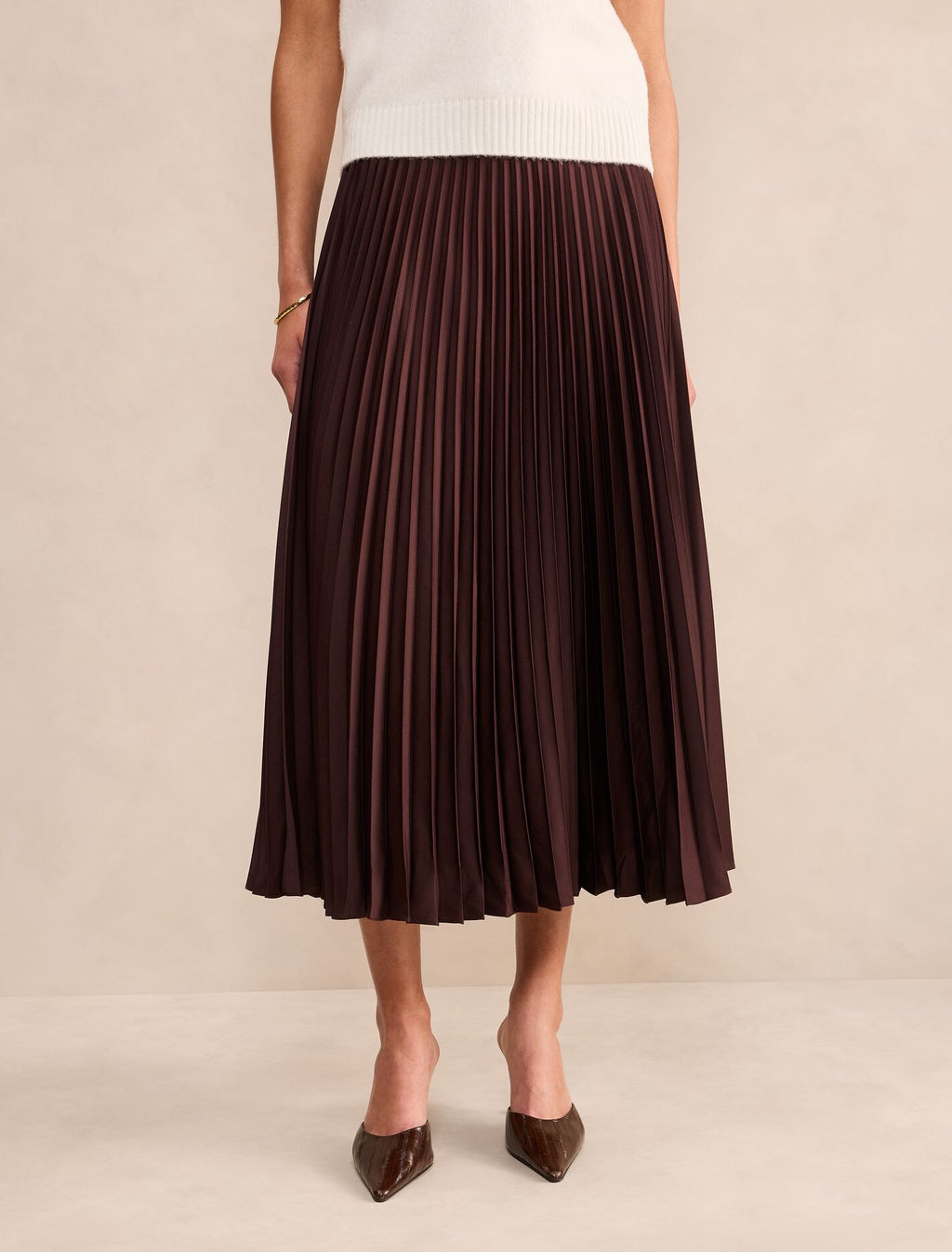 Ester Satin Pleated Skirt