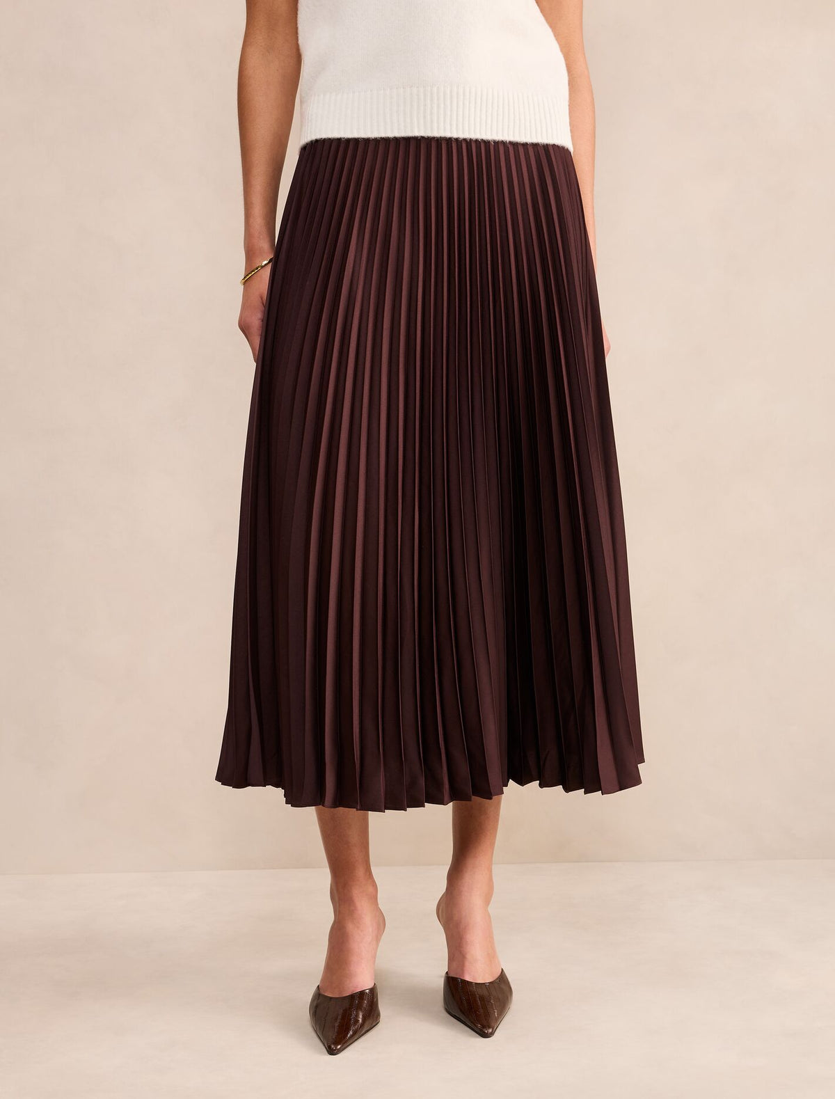 Ester Satin Pleated Skirt