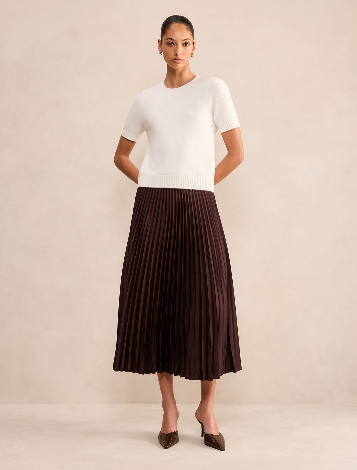 Ester Satin Pleated Skirt