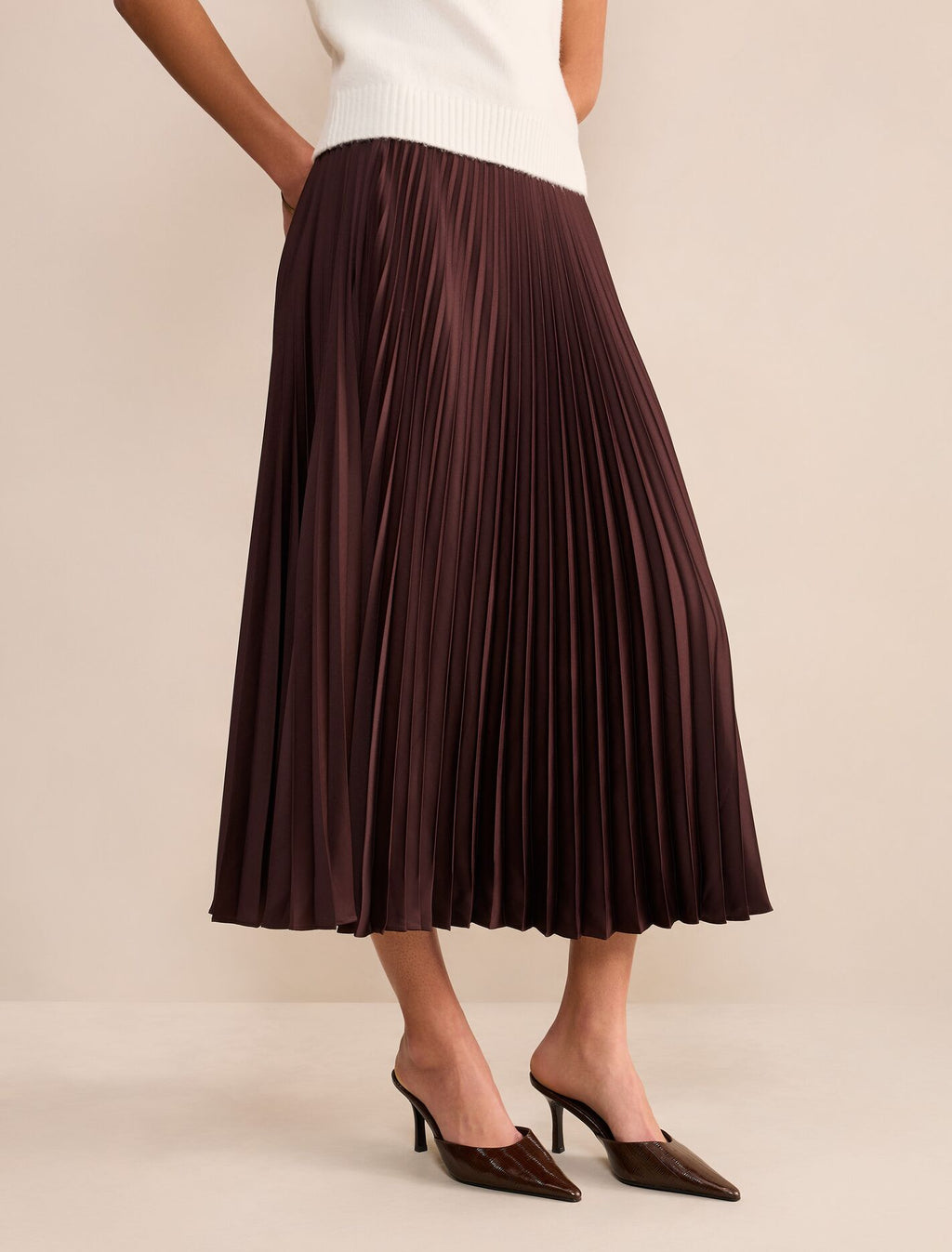 Ester Satin Pleated Skirt