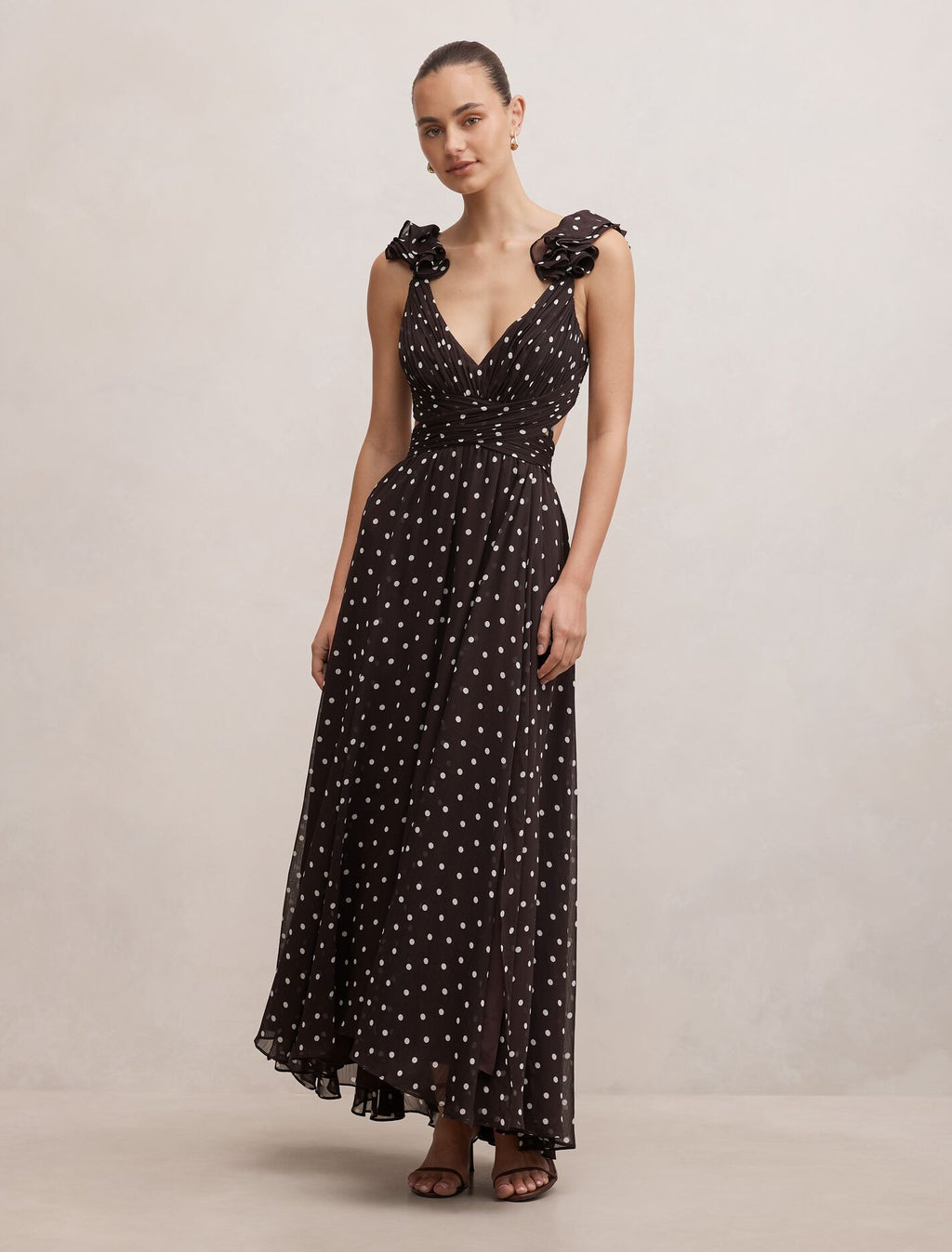 Selena Ruffle Shoulder Maxi Dress