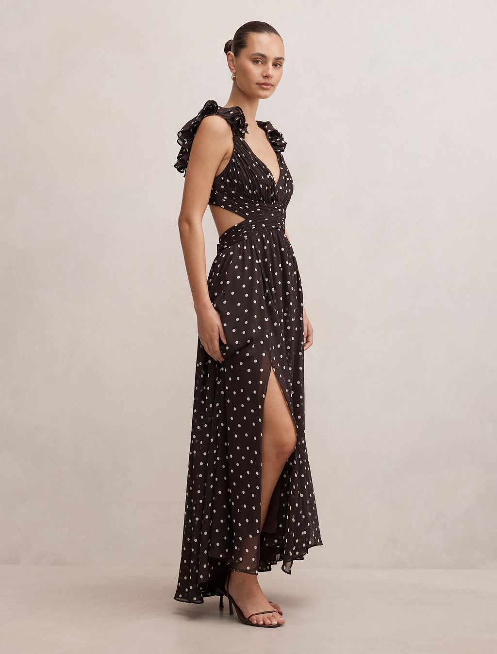 Selena Ruffle Shoulder Maxi Dress