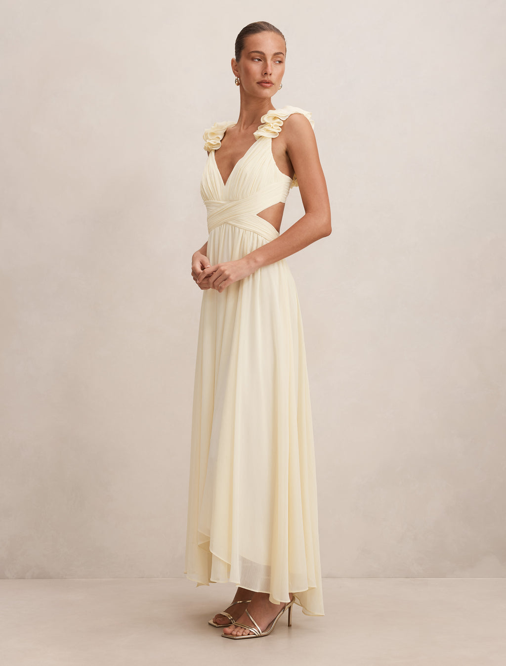 Selena Ruffle Shoulder Maxi