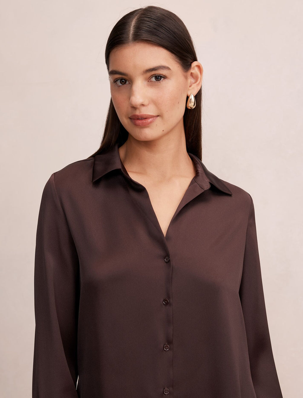 Harvey Notched Neck Satin Shirt