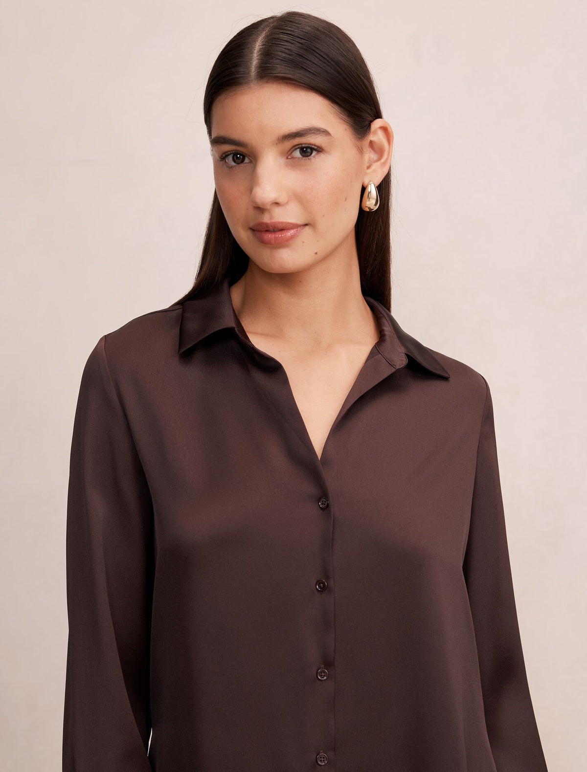 Harvey Notched Neck Satin Shirt