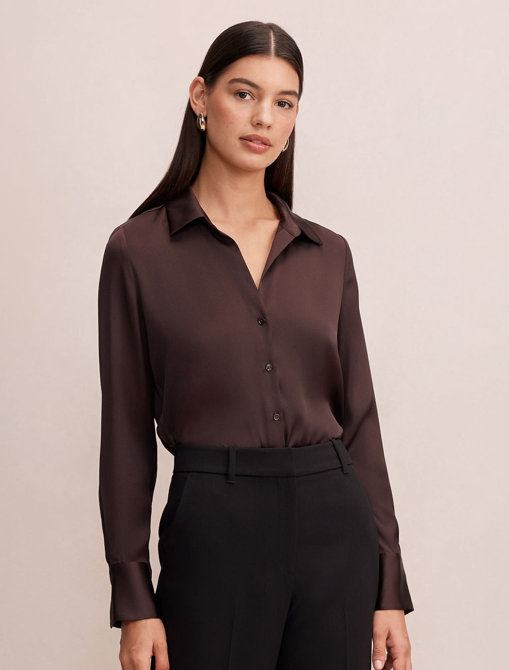 Harvey Notched Neck Satin Shirt