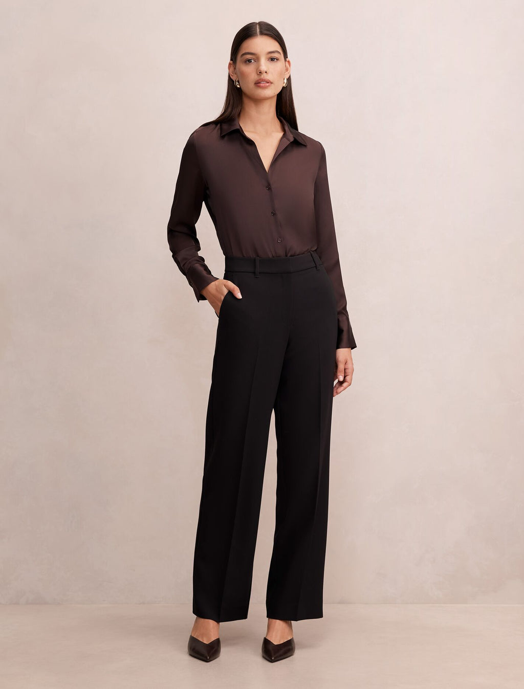 Harvey Notched Neck Satin Shirt