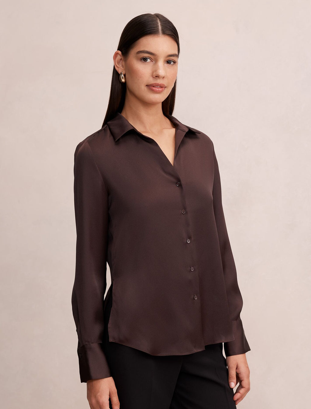 Harvey Notched Neck Satin Shirt