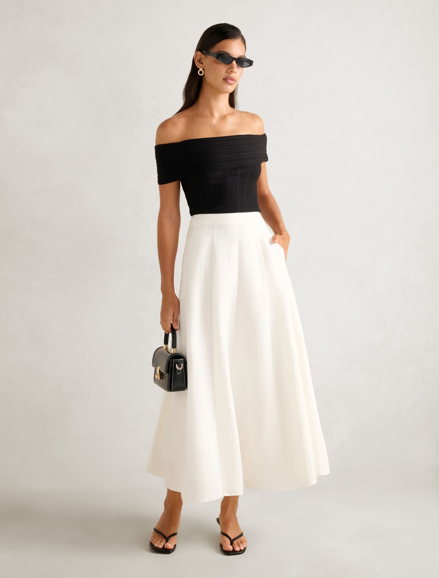 Georgina Linen Blend Midi Skirt
