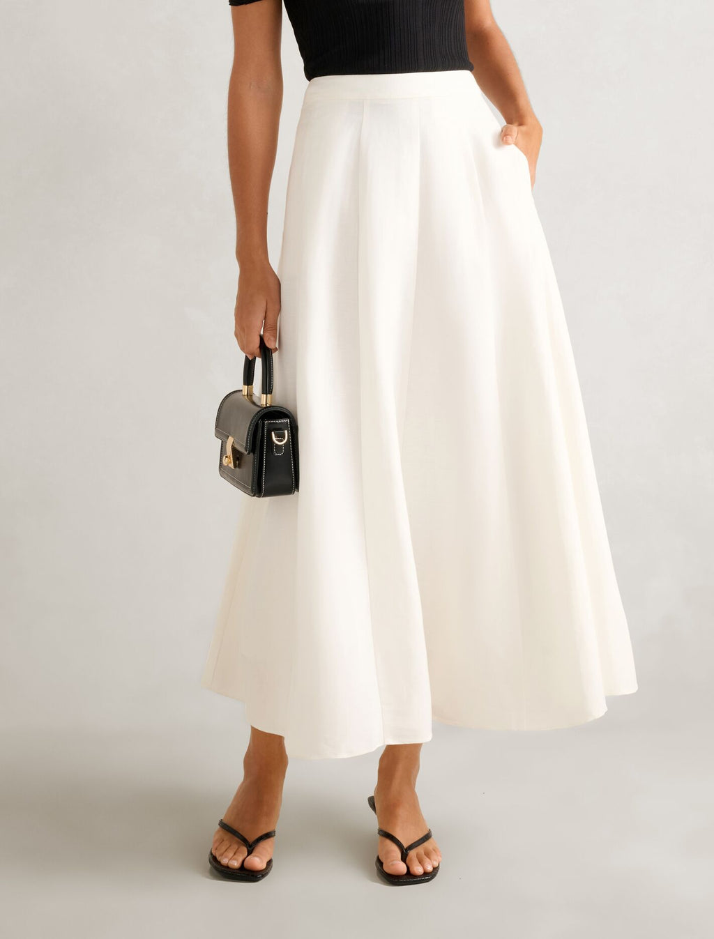 Georgina Linen Blend Midi Skirt