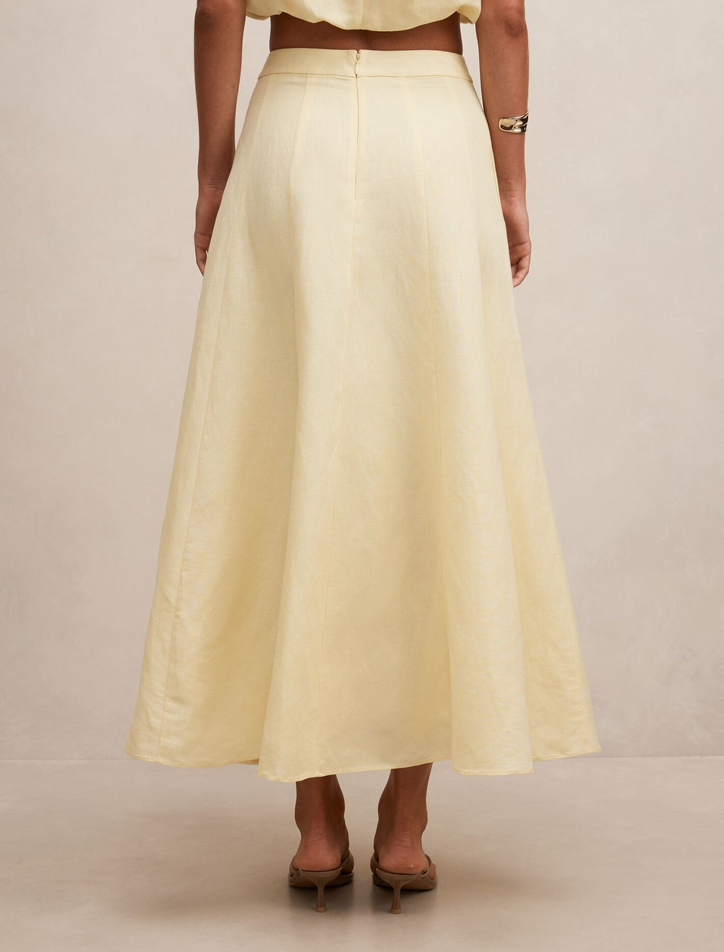 Georgina Linen Blend Midi Skirt