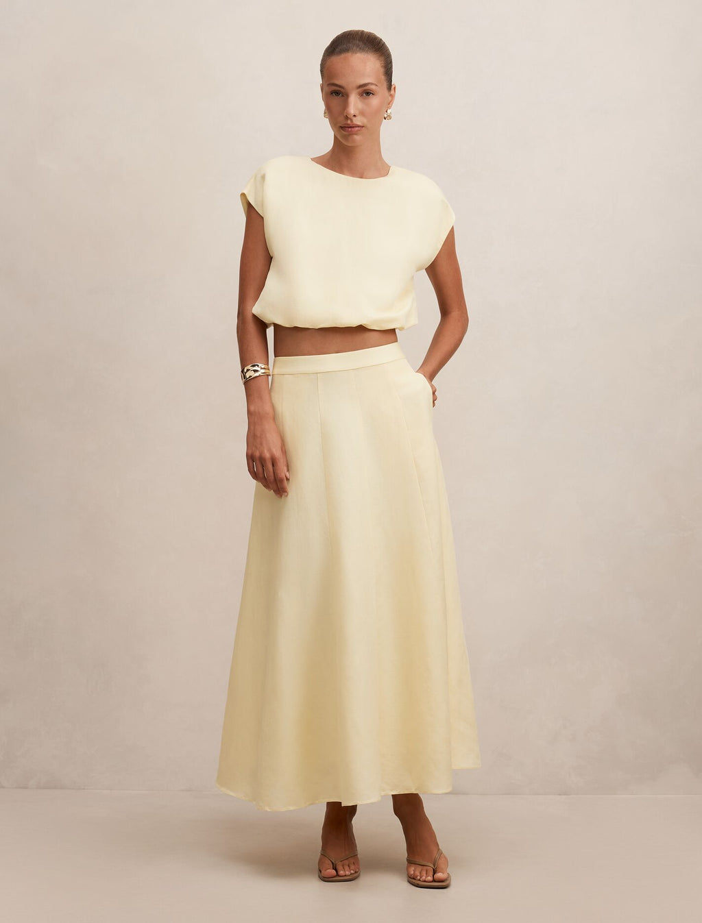 Georgina Linen Blend Midi Skirt