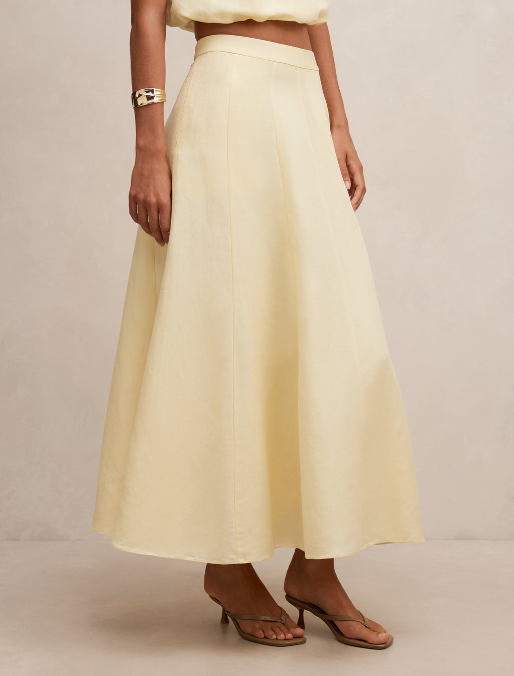 Georgina Linen Blend Midi Skirt
