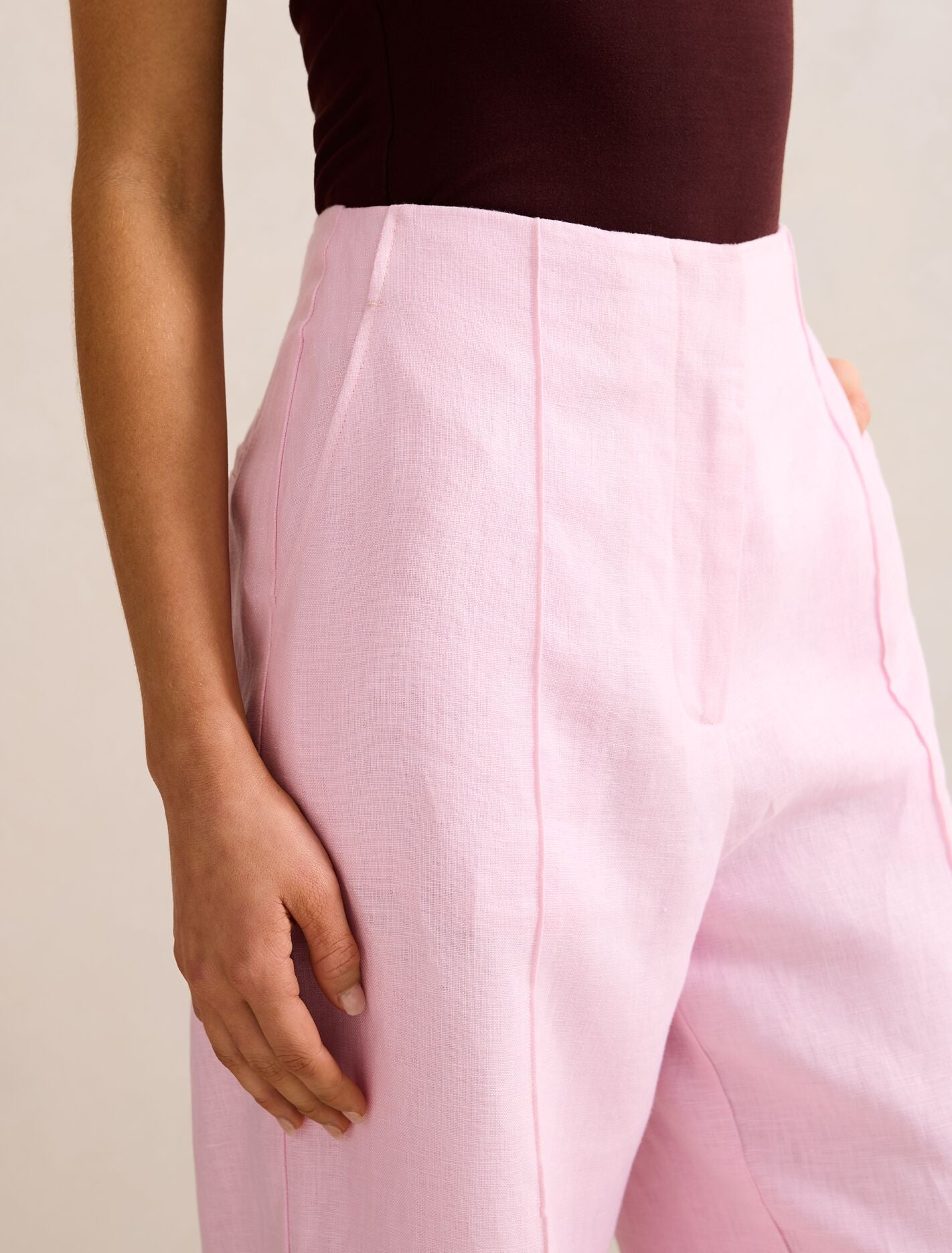 Pink Wide Leg Pants - Posey Linen - Size 0 to 12 - Womens Tailored