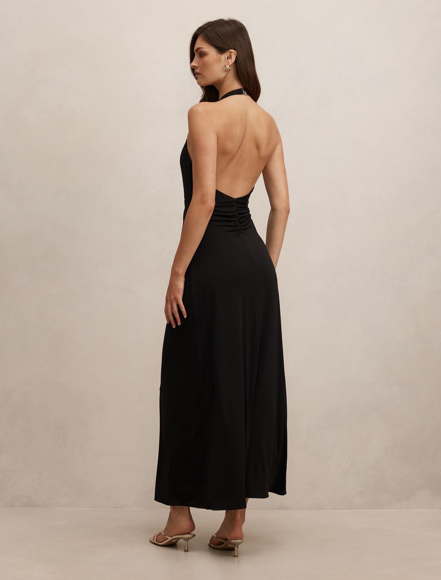 Black Midi Dress - Behati Jersey Halter - Size 0 to 12
