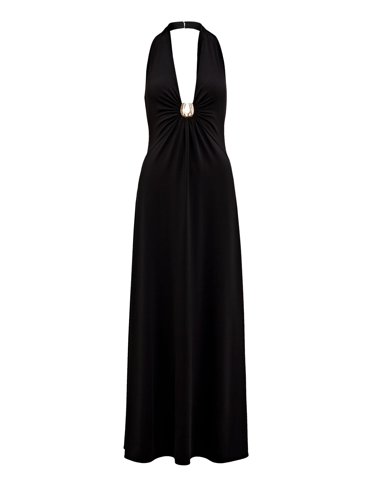 Black Midi Dress - Behati Jersey Halter - Size 0 to 12 - Womens
