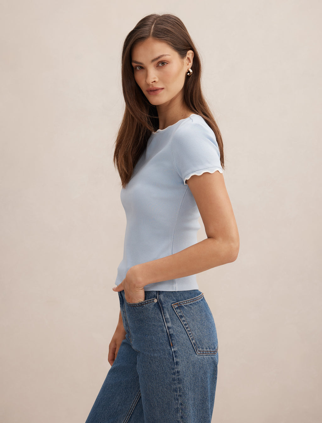 Rebecca Scallop Trim Tee