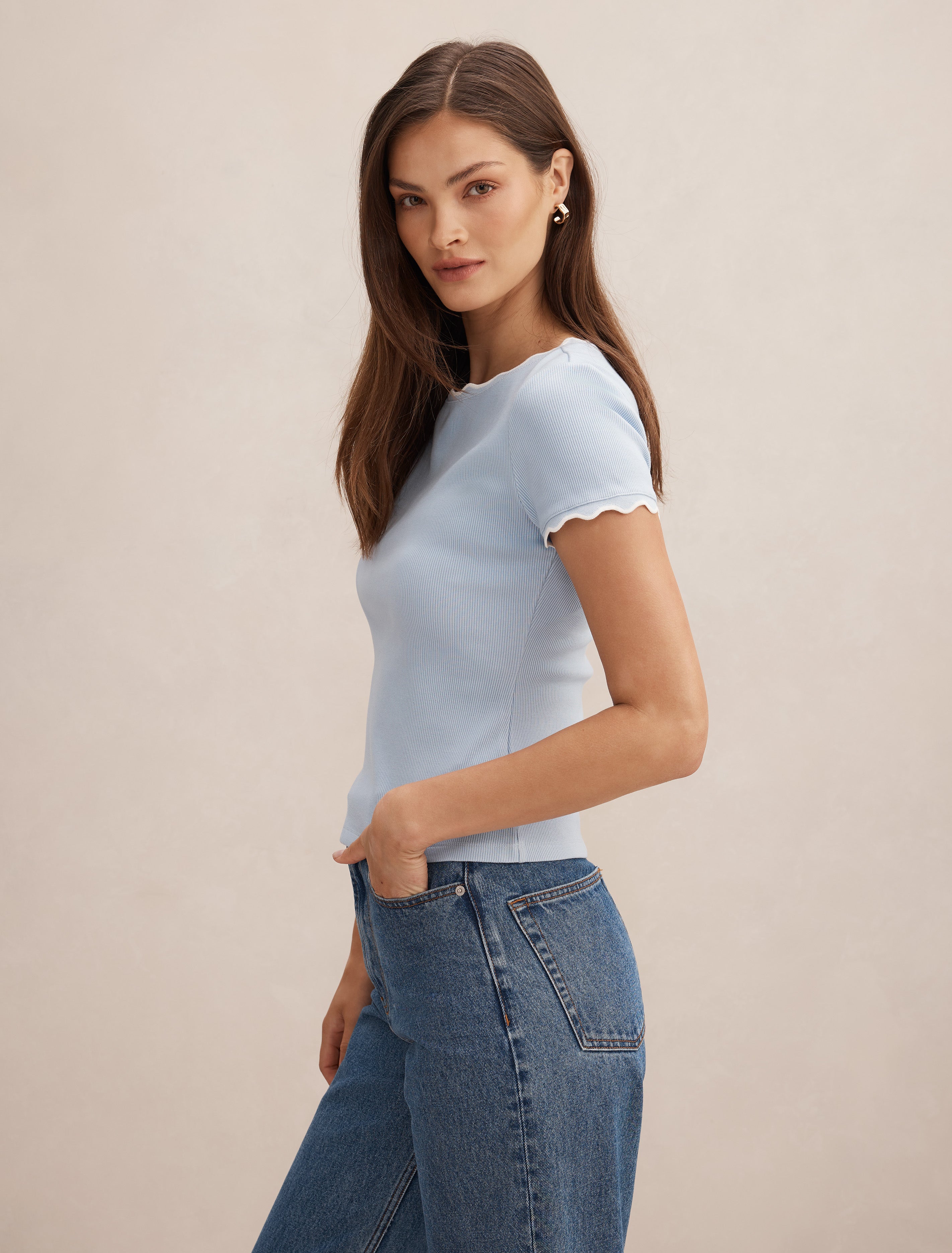 Rebecca Scallop Trim Tee