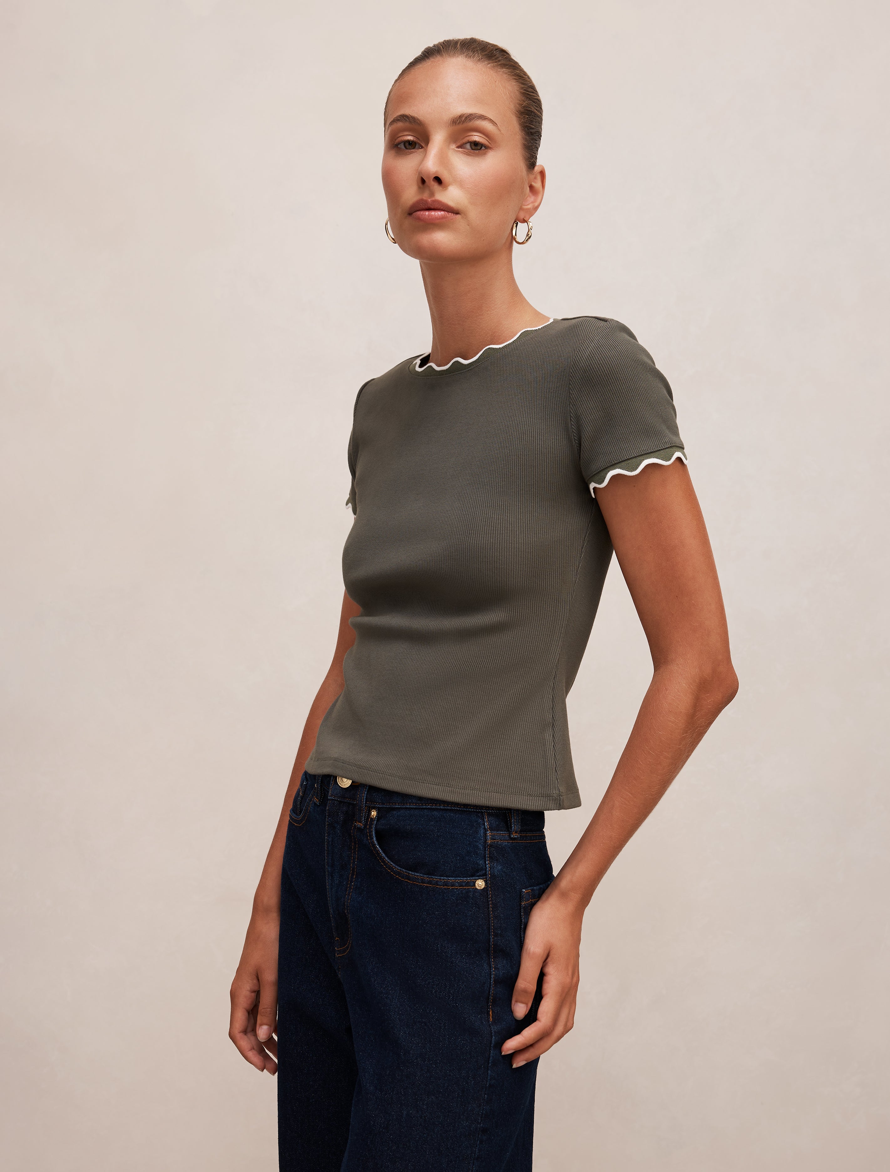 Rebecca Scallop Trim Tee