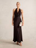 Becca Cowl Halter Satin Gown