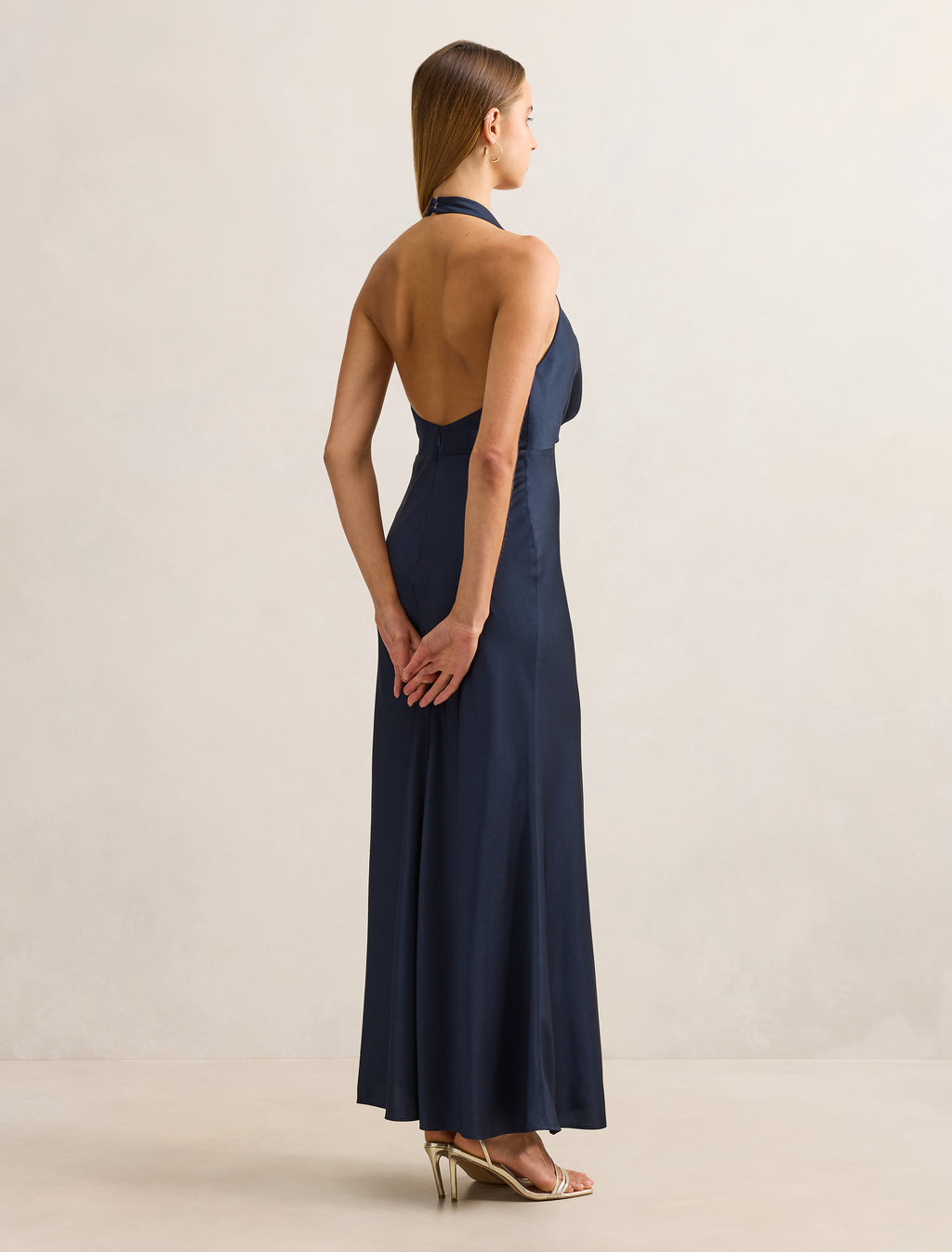 Becca Cowl Halter Satin Gown