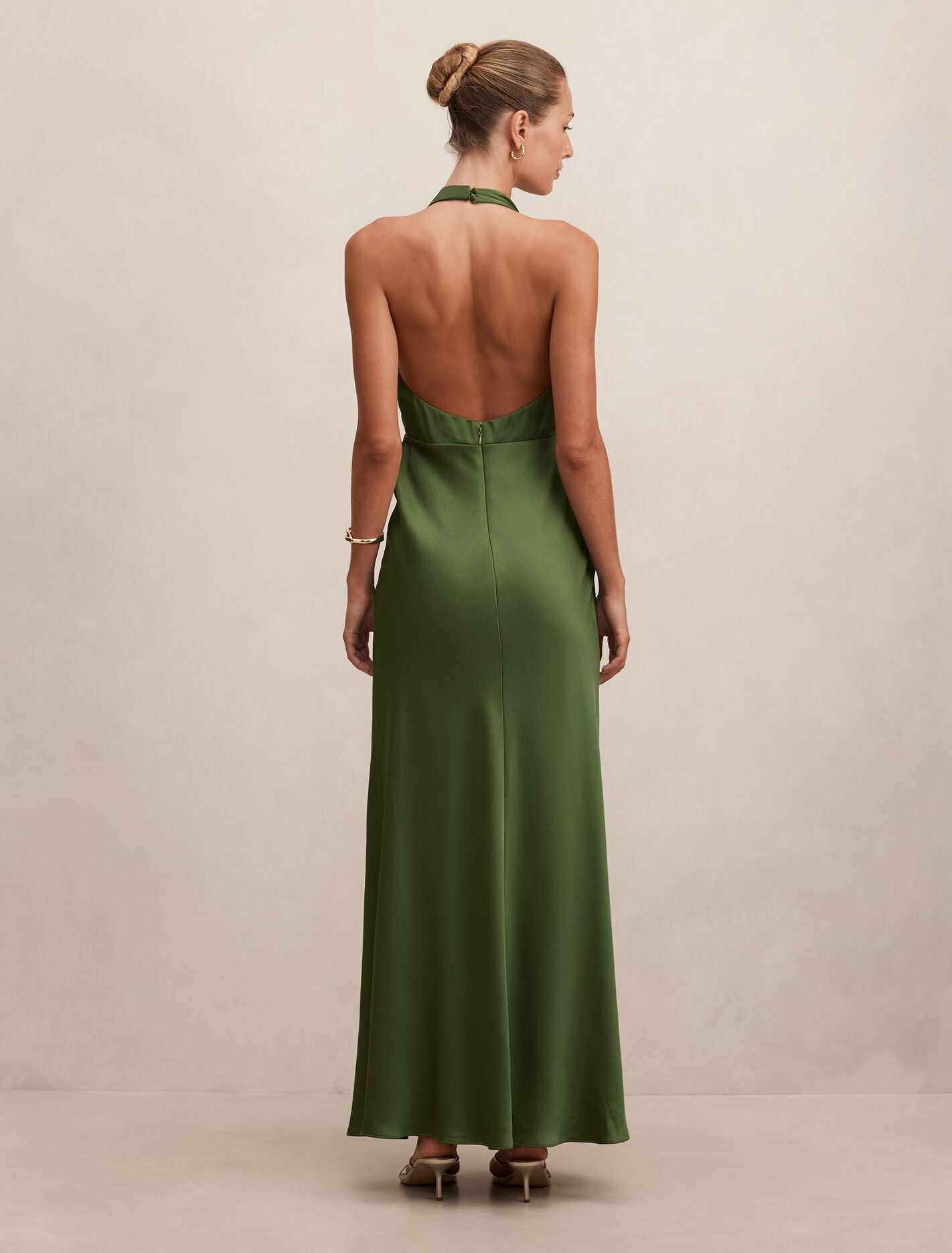 Becca Cowl Halter Satin Gown