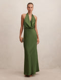 Becca Cowl Halter Satin Gown