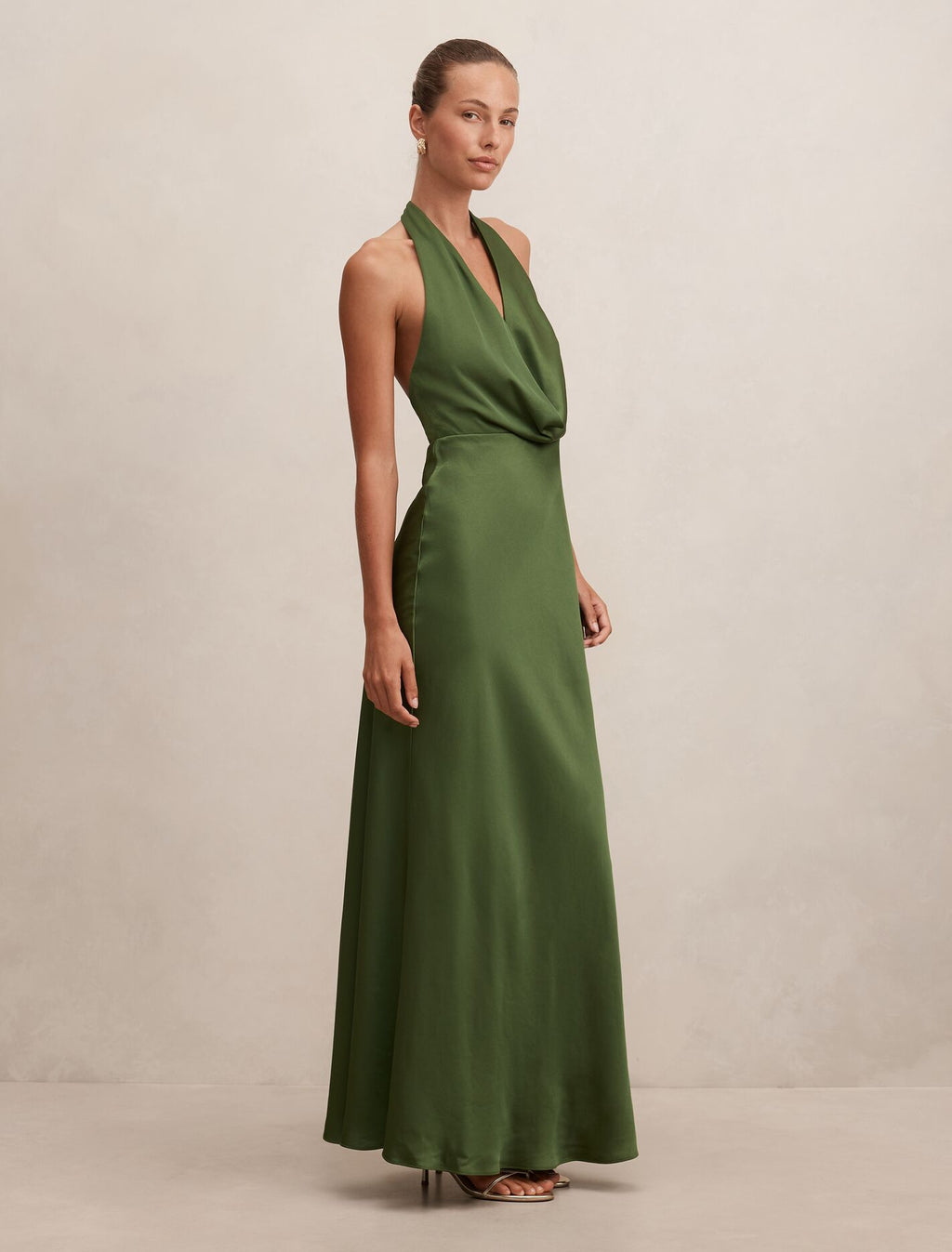 Becca Cowl Halter Satin Gown