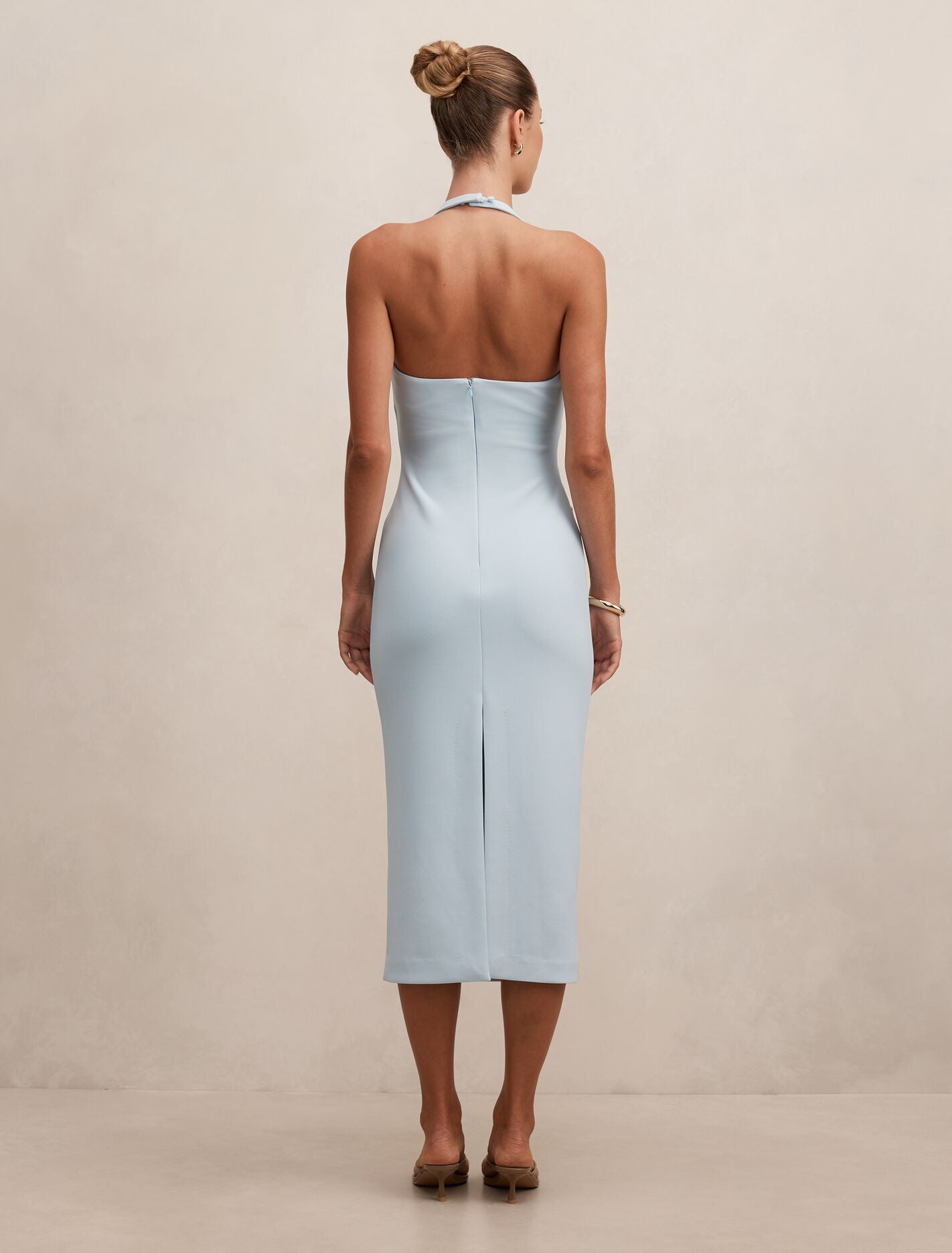 light blue ruched bodycon dress Satin Ruched Bodycon Dress in Blue