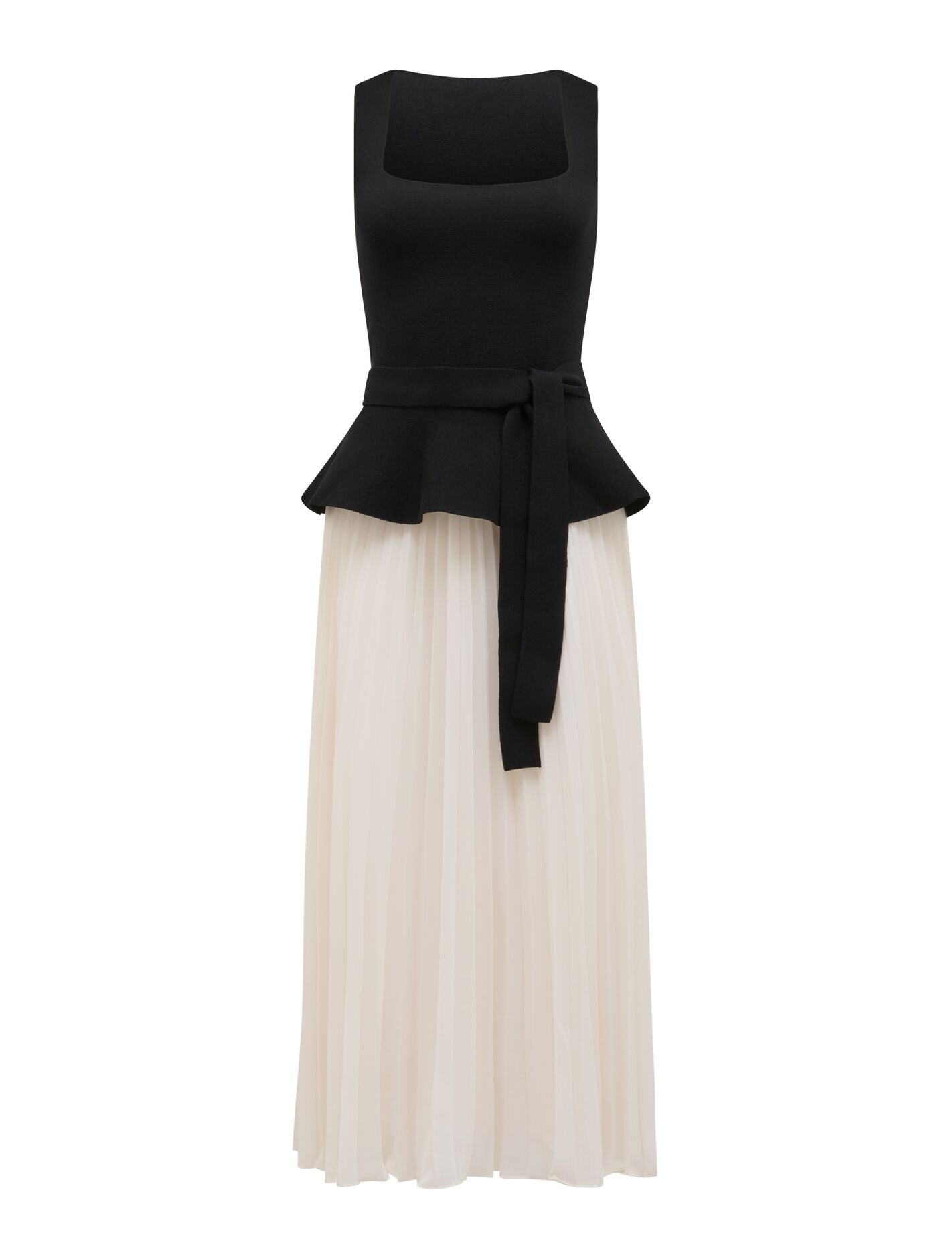 Black Midi Dress - Peony Pleat Mixed Dress - Size 0 to 12