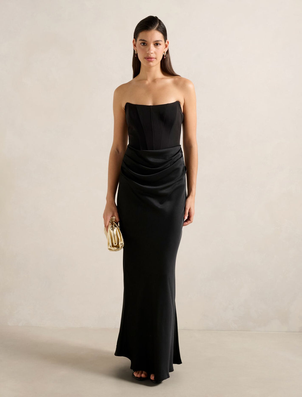 Isra Drape Strapless Maxi