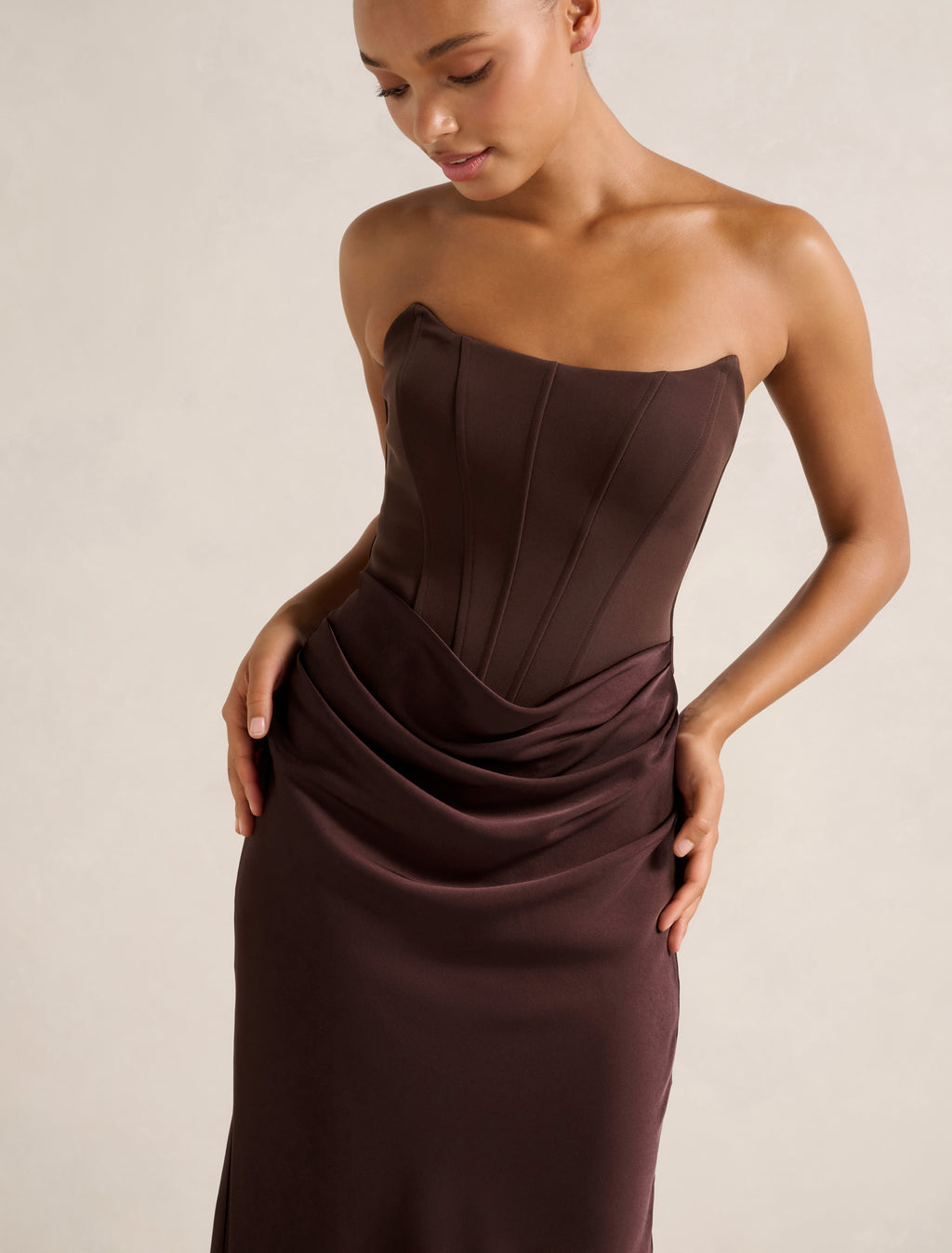 Isra Drape Strapless Maxi Dress