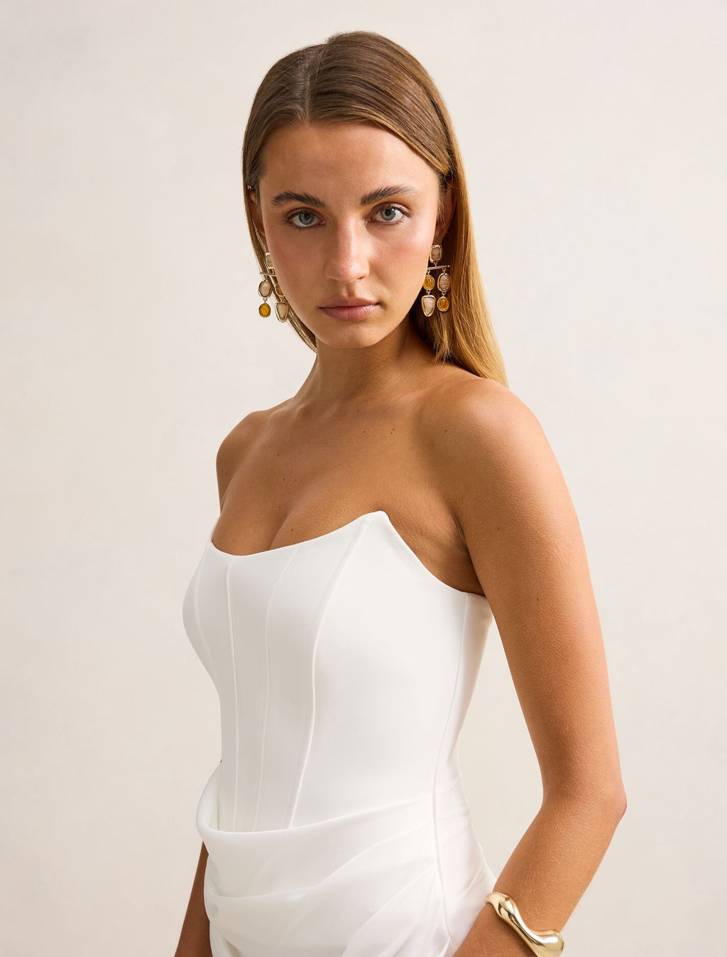 Isra Drape Strapless Maxi