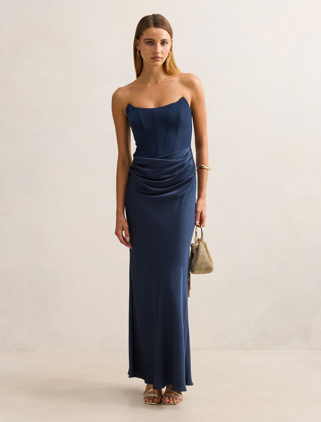 Isra Drape Strapless Maxi