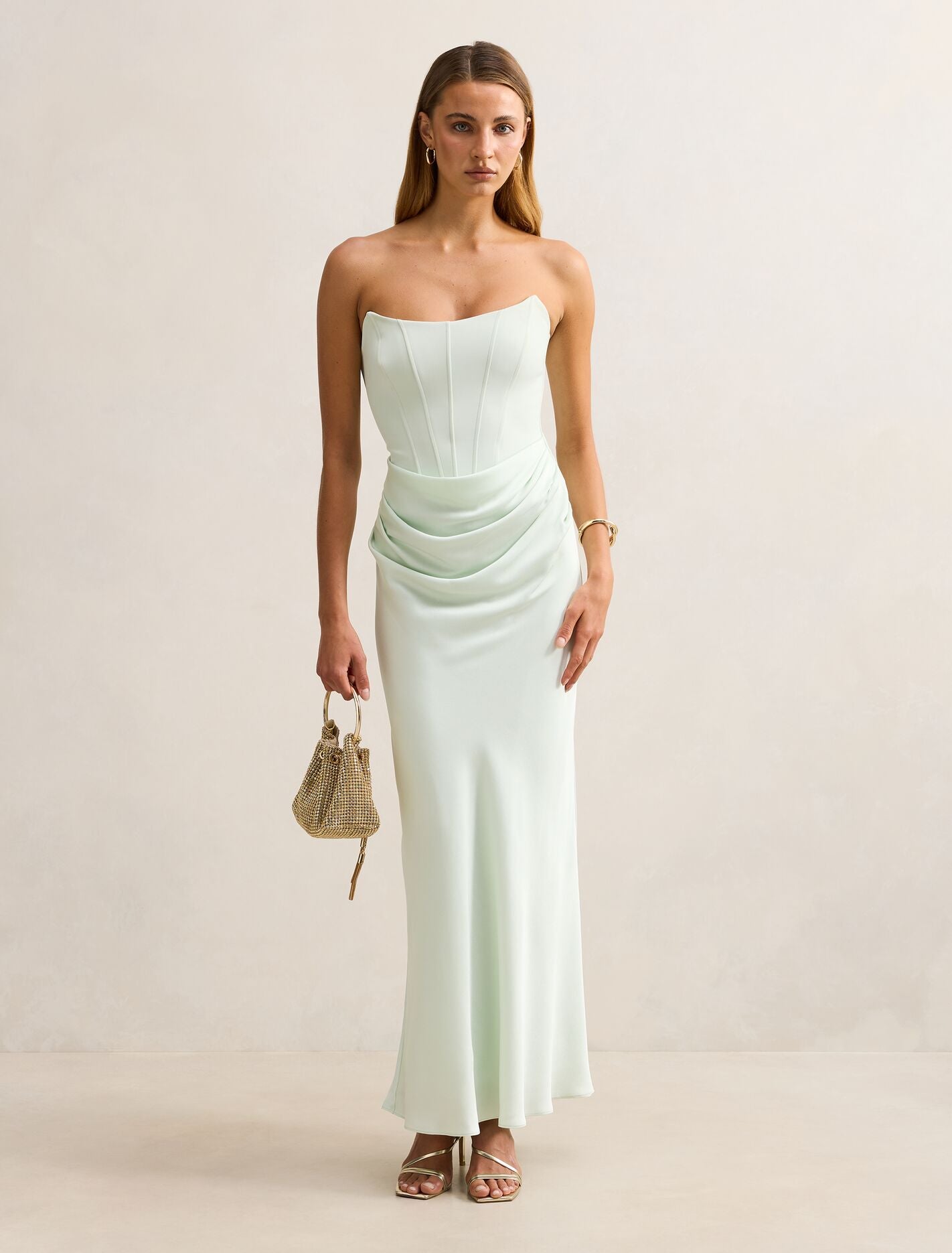 Isra Drape Strapless Maxi