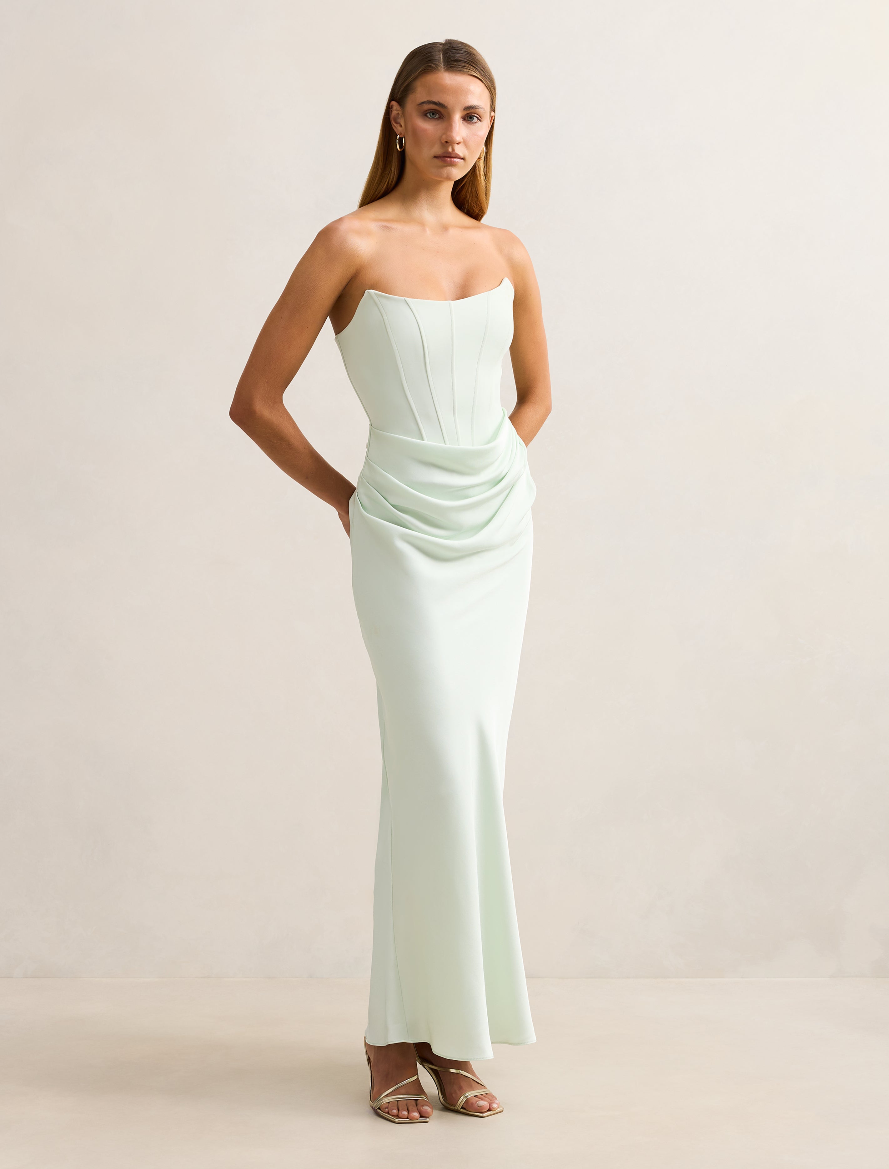 Isra Drape Strapless Maxi Dress