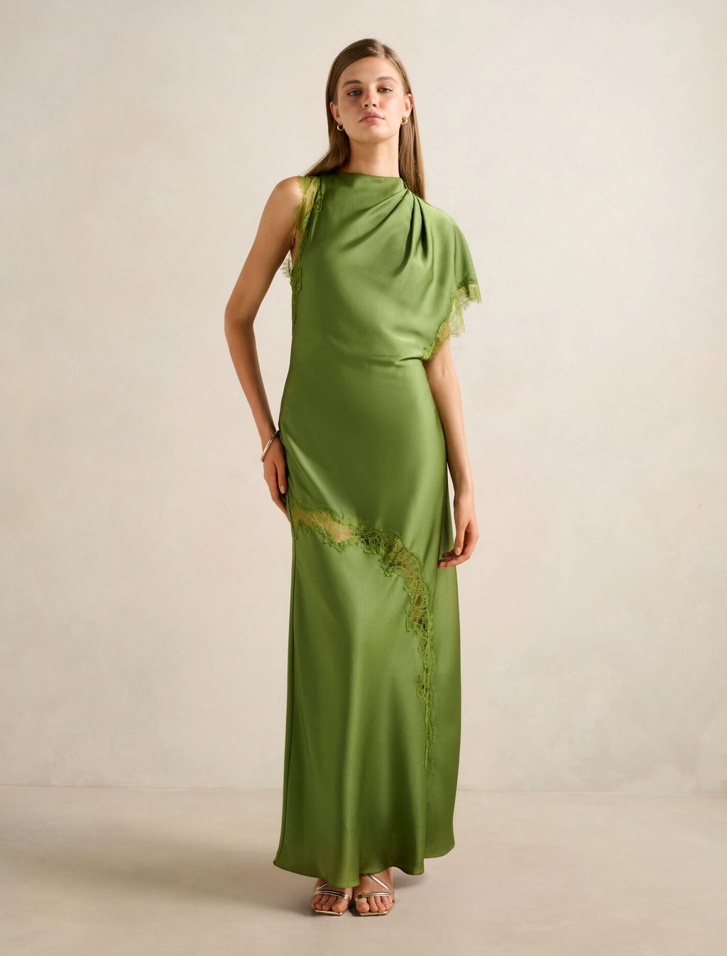 Kody Satin Lace Asymmetric Dress