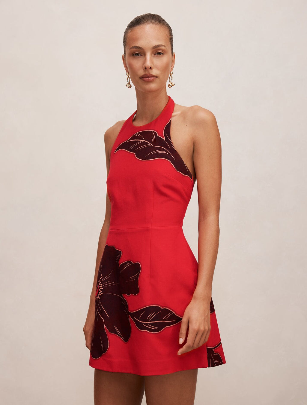 Corinna Printed Linen Halter Mini