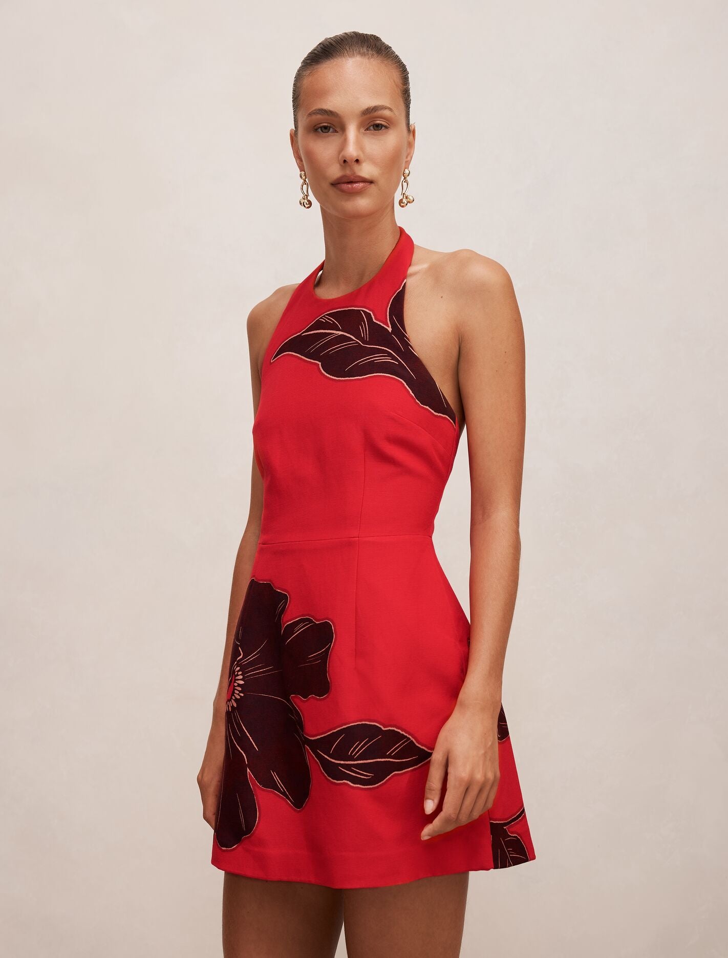 Corinna Printed Linen Halter Mini