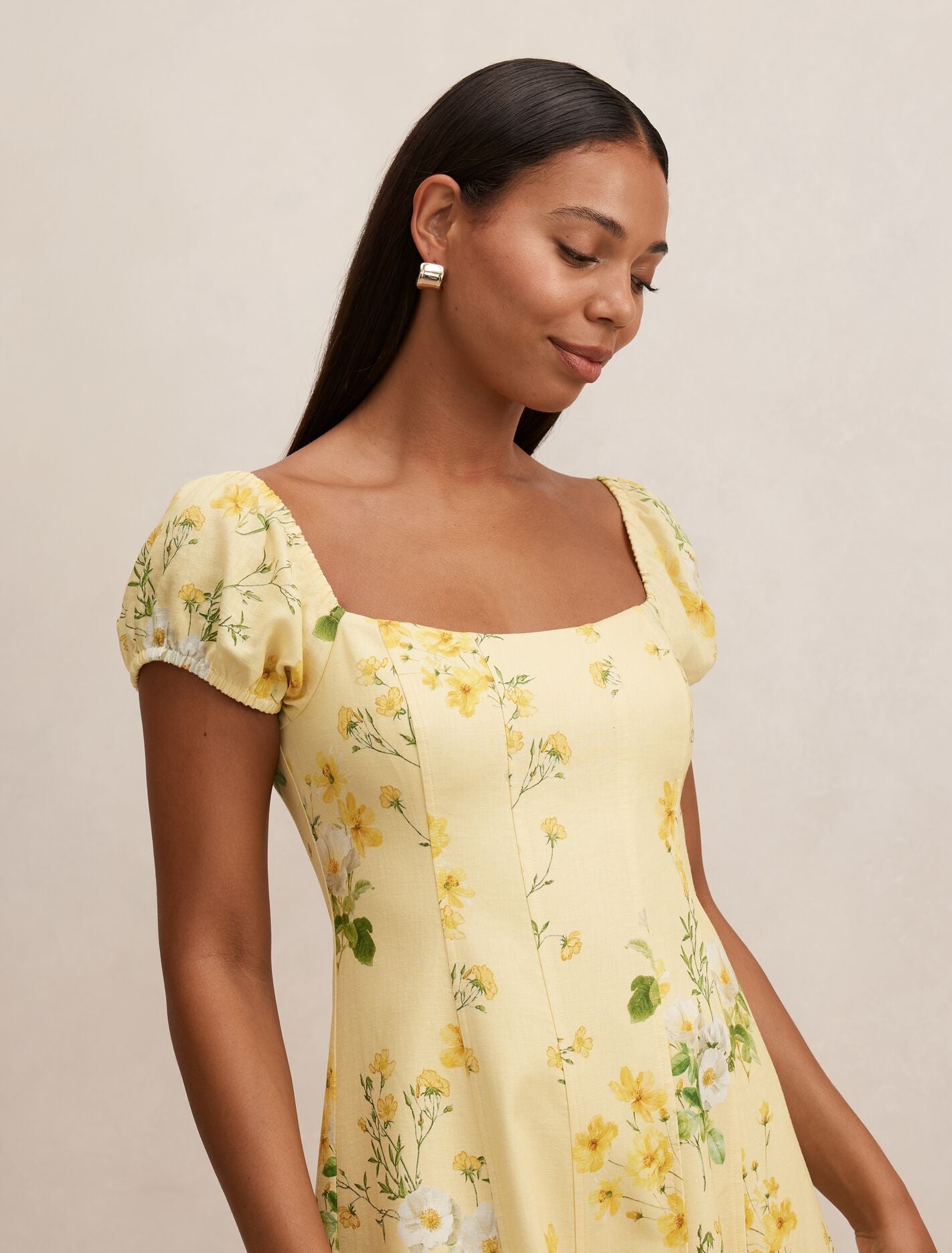 Yellow Midi Dress - Sadie Cap Sleeve Linen - Size 0 to 12 - Womens Linen Dress Ever New USA Yellow Midi Dress - Sadie Cap Sleeve Linen - Size 0 to 12 - Womens Linen Dress Ever New USA