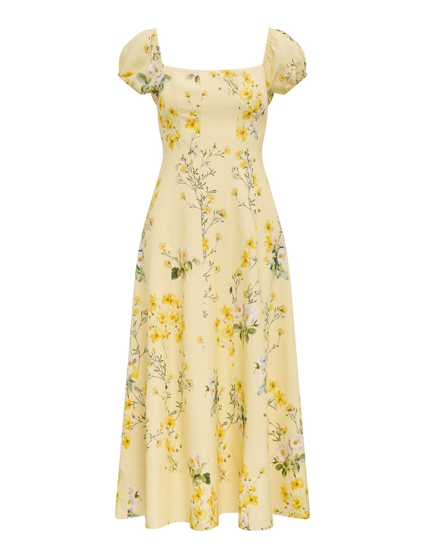 Sadie Cap Sleeve Linen Midi Dress