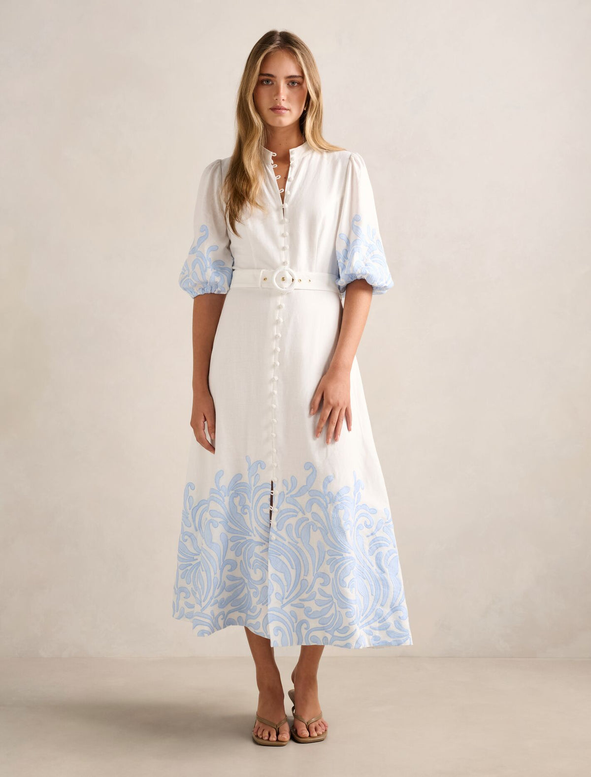Blue Midi Dress - Honey Tipped Shoulder - Size 0 to 12