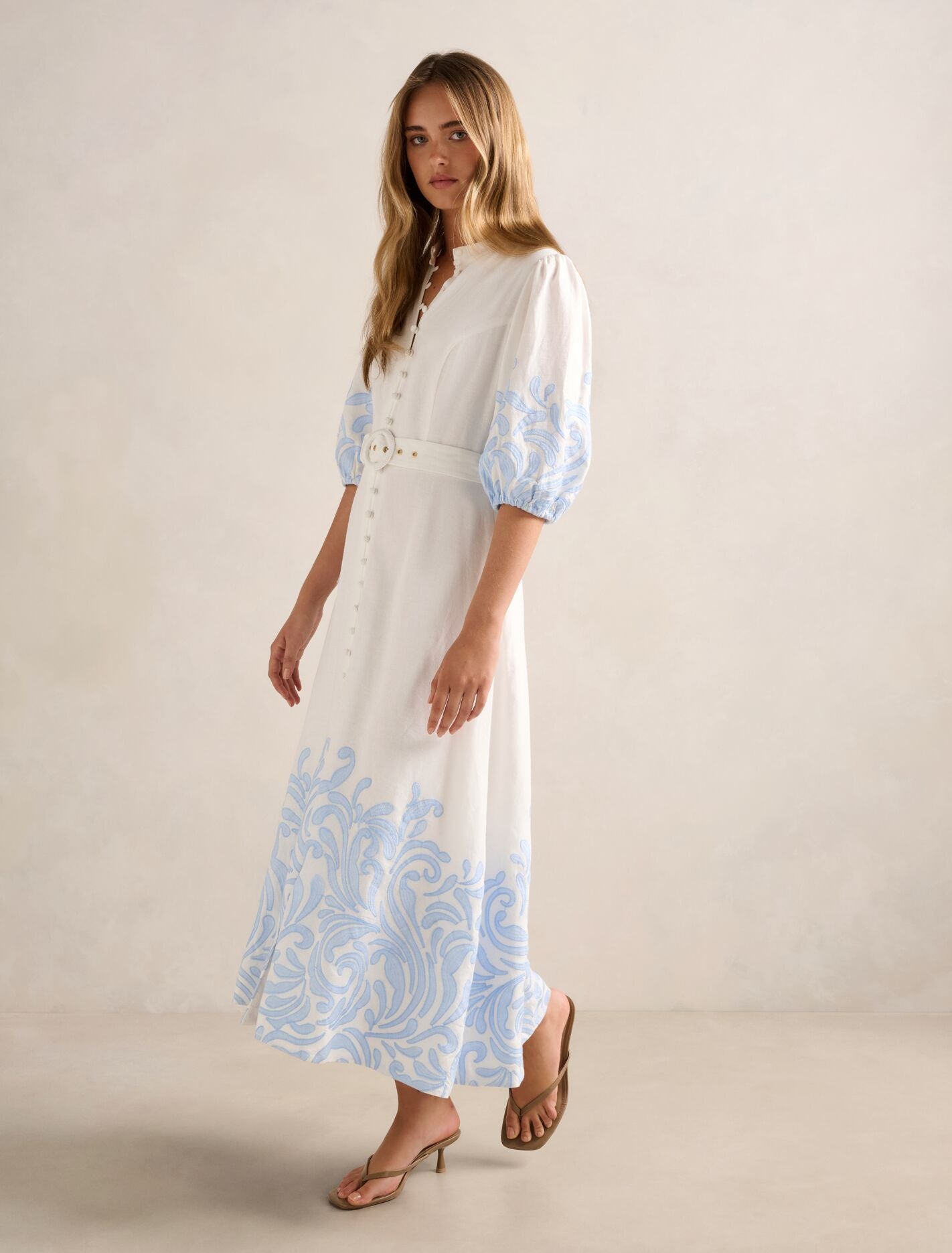 women embroidered dress Blue linen Ukrainian vyshyvanka Boho. Gift for Her. Wife. Women. Ukrainian folk Dress, Easter Wedding The designer dress is a dark blue color with a spectacular colorful embroidery on the sleeves and the front bezel Jordanian Embroidery Robe Thob Abaya