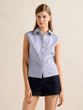 Nova Ruched Stripe Collared Top