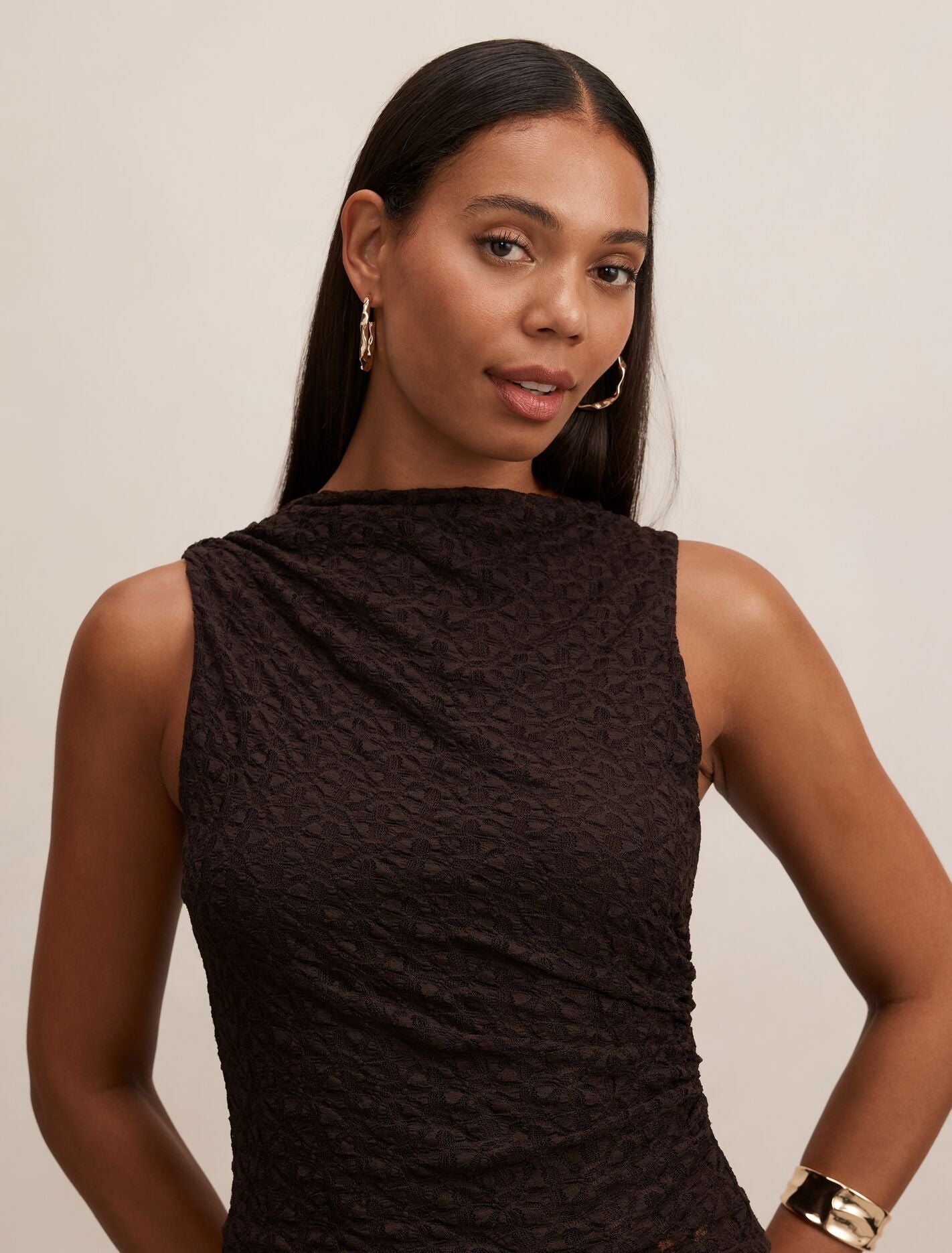 Tahlia Textured Lace Tank Top
