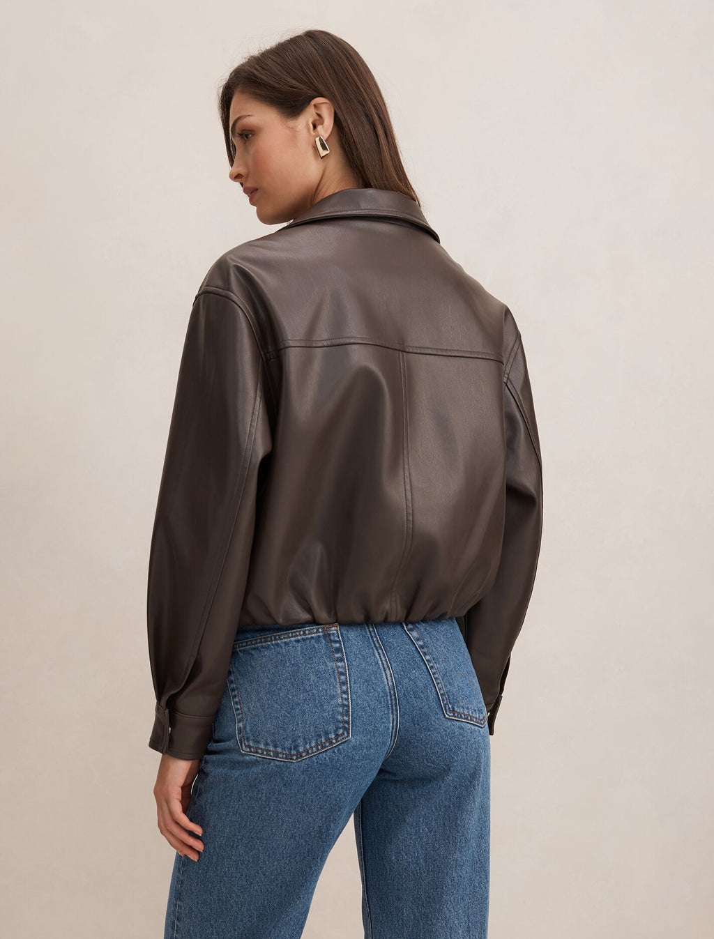 Julia Faux Leather Funnel Neck Jacket